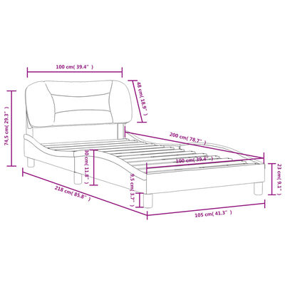 vidaXL Estructura de cama con cabecero cuero sintético blanco y negro