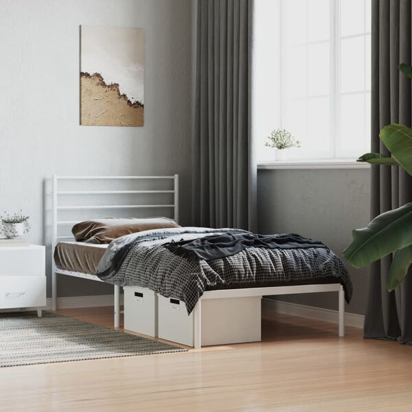 vidaXL Estructura cama sin colchón con cabecero metal blanco 90x190 cm