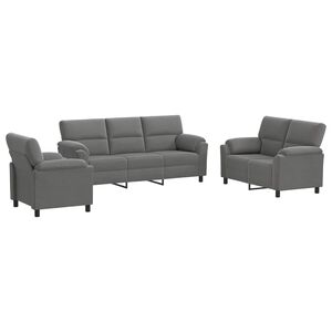 vidaXL Juego de Sof&aacute; 3 pcs Gris oscuro Terciopelo