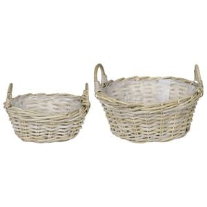 vidaXL Cesta para Plantas GENDT 2 uds. Gris natural Rat&aacute;n Kubu