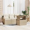 vidaXL Conjunto de sof&aacute; de jard&iacute;n 5 pcs Beige Polirat&aacute;n