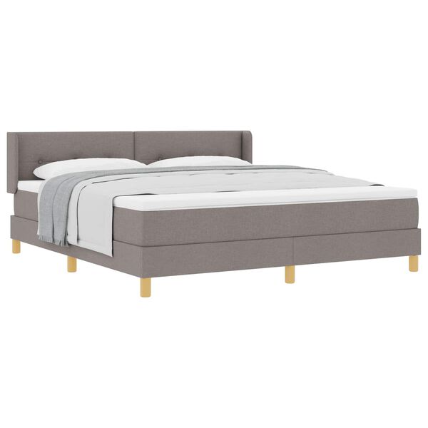 vidaXL Cama con Somier con colch&oacute;n Taup&eacute; 180 x 200 cm tela