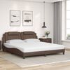vidaXL Cama Viana con colch&oacute;n cuero sint&eacute;tico marr&oacute;n 180x200 cm