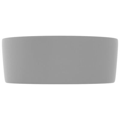 vidaXL Lavabo de lujo redondo cerámica gris claro mate 40x15 cm