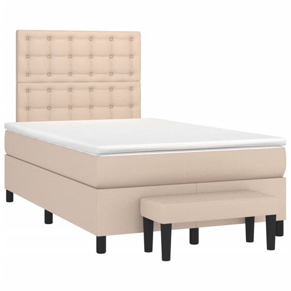 vidaXL Cama box spring con colch&oacute;n cuero sint&eacute;tico capuchino 120x190cm