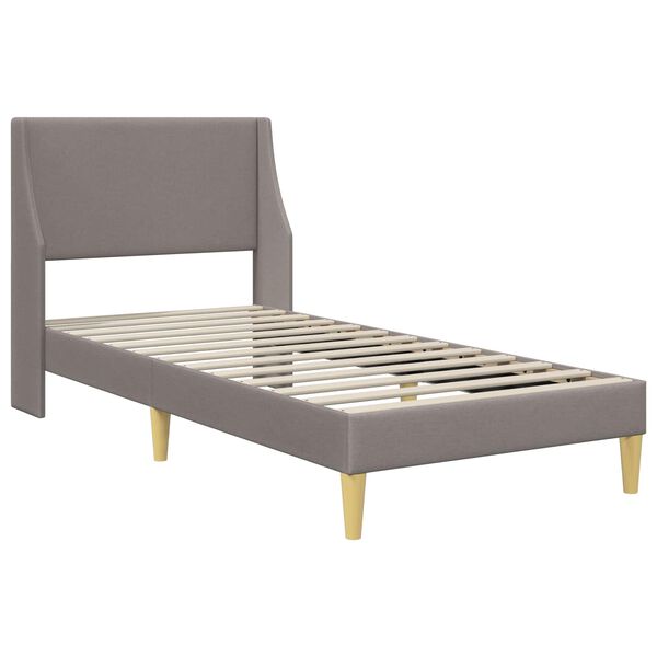vidaXL Estructura de cama con cabecera Taup&eacute; 90 x 190 cm tela