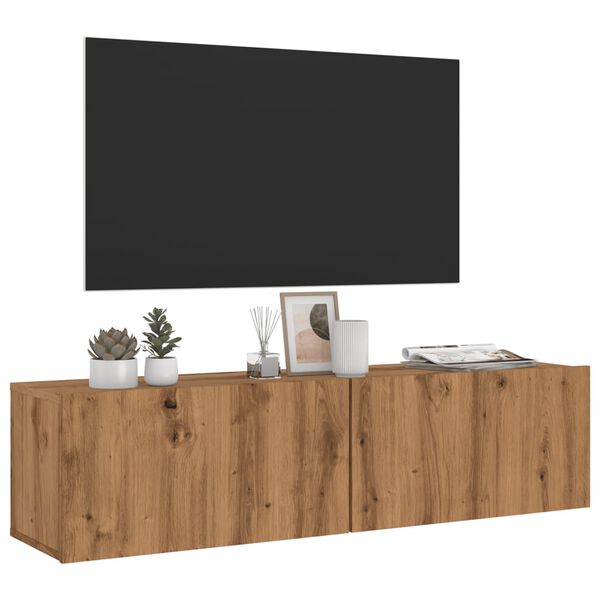 vidaXL Mueble TV de pared madera ingenier&iacute;a roble artisan 120x30x30 cm