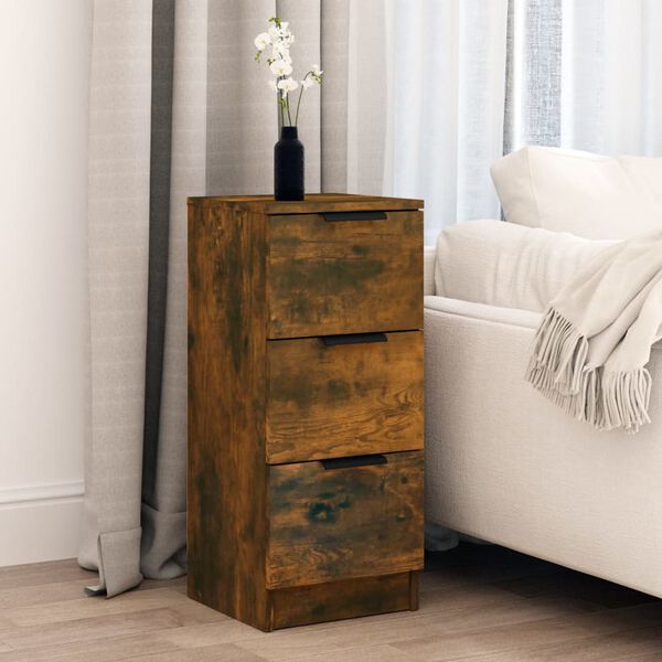 vidaXL Aparador madera contrachapada color roble ahumado 30x30x70 cm
