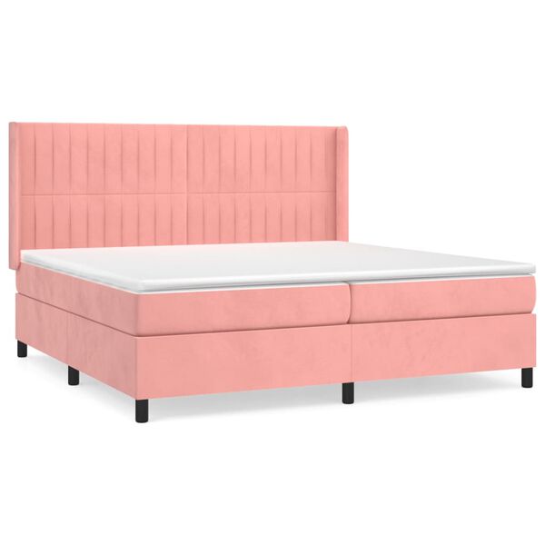 vidaXL Cama box spring con colch&oacute;n terciopelo rosa 200x200 cm