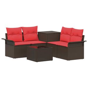 vidaXL Juego de Sof&aacute; 6 uds. 4-N&uacute;mero de plazas Marr&oacute;n y Rojo