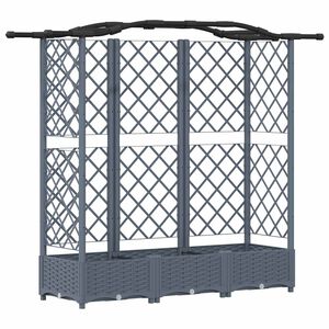 vidaXL Cama elevada con trellis y techo Gris Claro 163 x 40 x 126 cm
