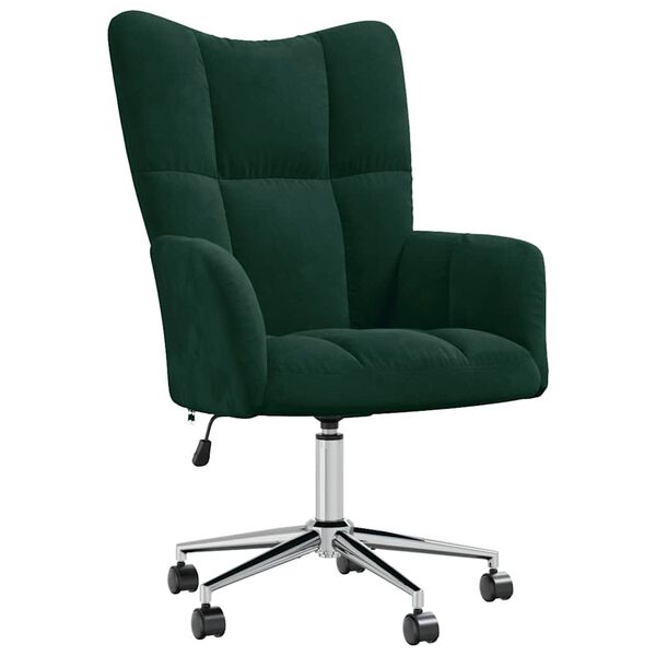 vidaXL Silla de relajaci&oacute;n de terciopelo verde oscuro