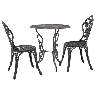vidaXL Mesa y sillas bistró de jardín 3 piezas aluminio fundido