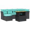 vidaXL Set sof&aacute;s jard&iacute;n y cojines 7 pzas rat&aacute;n sint&eacute;tico acacia negro