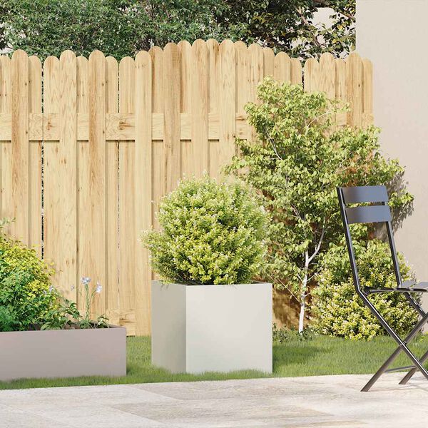 vidaXL Jardinera de acero laminado en frío blanco 40x40x40 cm