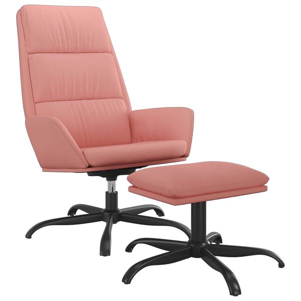 vidaXL Sill&oacute;n de relax con taburete terciopelo rosa