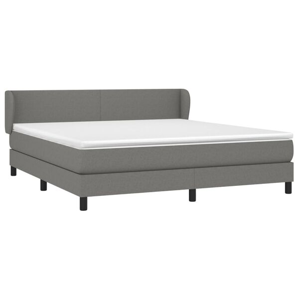 vidaXL Cama box spring con colch&oacute;n tela gris oscuro 180x200 cm