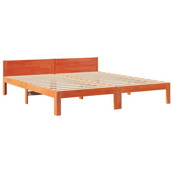 vidaXL Cama sin colch&oacute;n madera maciza de pino marr&oacute;n cera 160x200 cm