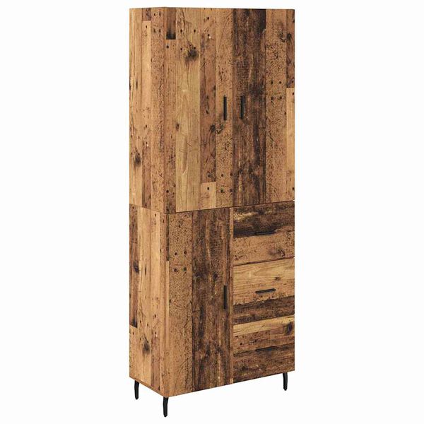 vidaXL Aparador alto con caj&oacute;n 2 pcs Madera envejecida