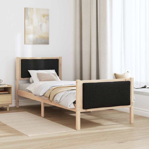 vidaXL Estructura de cama con cabecera Negro 80 x 200 cm tela