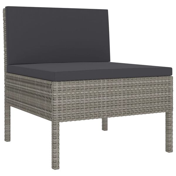 vidaXL Set de muebles de jard&iacute;n 12 pzas y cojines rat&aacute;n sint&eacute;tico gris