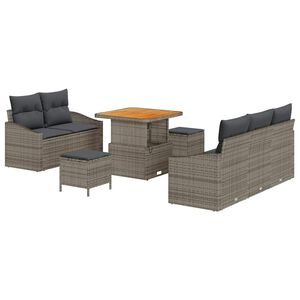 vidaXL Conjunto de sof&aacute; de jard&iacute;n 8 uds. 7-N&uacute;mero de plazas Gris