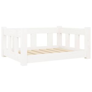 vidaXL Cama para perros madera maciza de pino blanco 65,5x50,5x28 cm