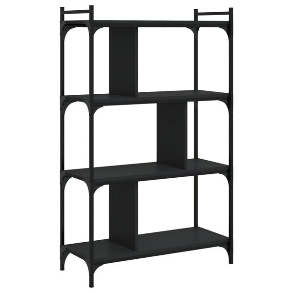 vidaXL Librer&iacute;a de 4 estantes madera de ingenier&iacute;a negra 76x32x123 cm