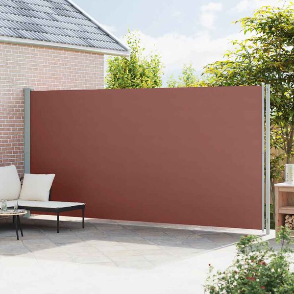 vidaXL Toldo lateral retr&aacute;ctil para patio marr&oacute;n 220x600 cm