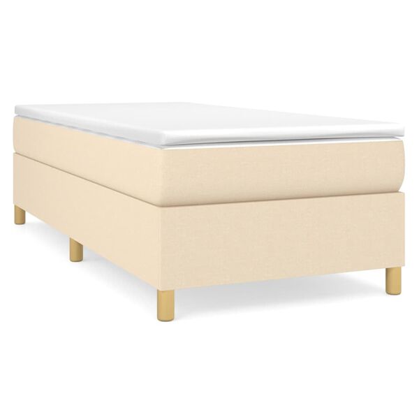 vidaXL Estructura de cama con somier tela crema 100x200 cm