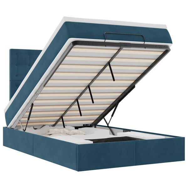 vidaXL Estructura de cama otomana colchones terciopelo azul oscuro