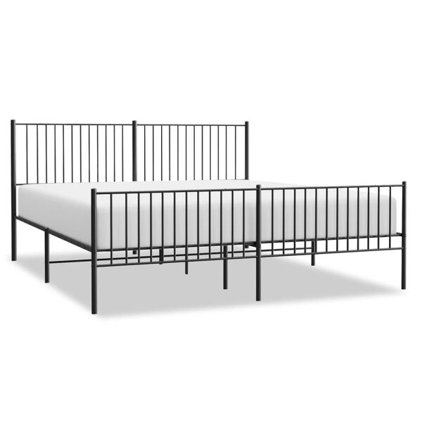 vidaXL Estructura cama sin colch&oacute;n con estribo metal negro 200x200 cm
