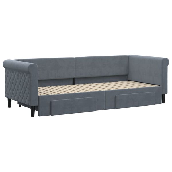 vidaXL Sofá cama nido con cajones terciopelo gris oscuro 80x200 cm