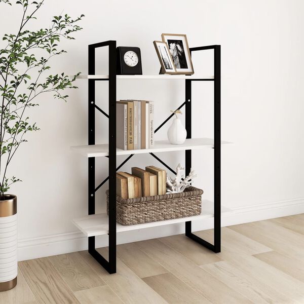 vidaXL Estantería 3 niveles madera maciza de pino blanco 80x30x105 cm