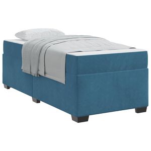 vidaXL Estructura de cama con colch&oacute;n Azul Oscuro 90 x 200 cm tela