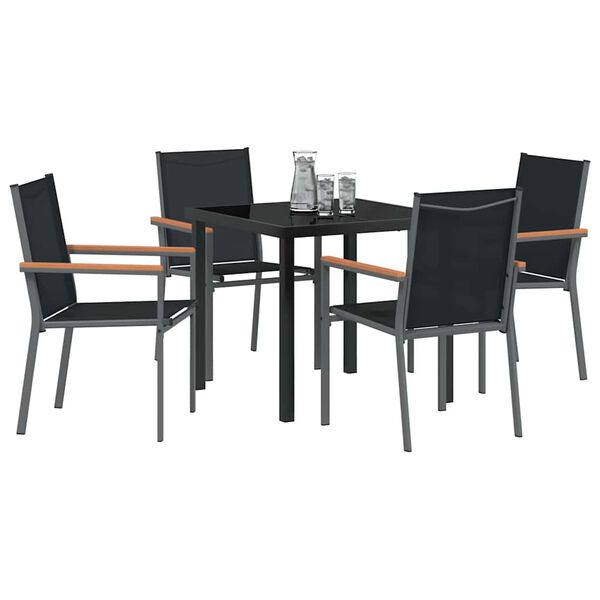 vidaXL Conjunto de Comedor de Jard&iacute;n 5 pcs Negro