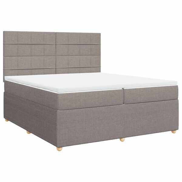 vidaXL Cama box spring con colch&oacute;n tela gris taupe 200x200 cm