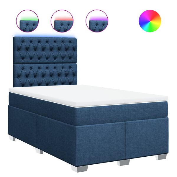 vidaXL Cama box spring con colch&oacute;n tela azul 120x190 cm