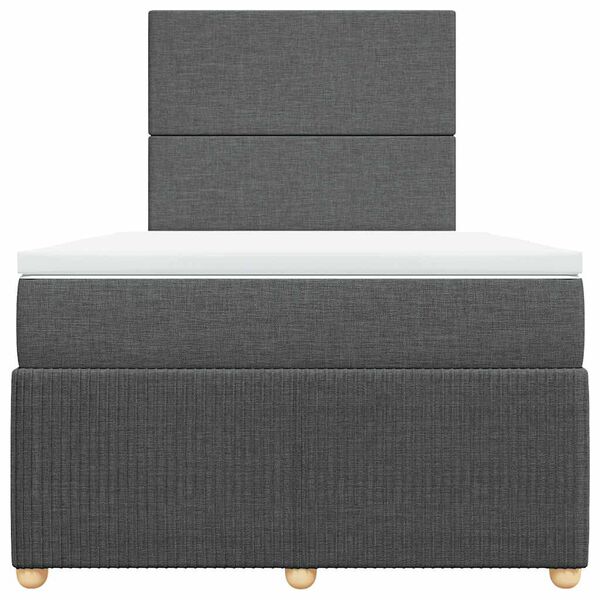 vidaXL Cama box spring con colch&oacute;n tela gris oscuro 120x200 cm