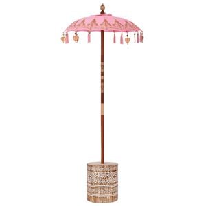 vidaXL Paraguas balin&eacute;s con base Rosa 95 x 95 x 260 cm Algod&oacute;n
