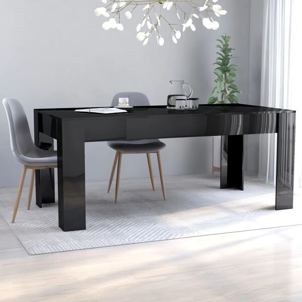 vidaXL Mesa de comedor madera de ingenier&iacute;a negro brillo 180x90x76 cm