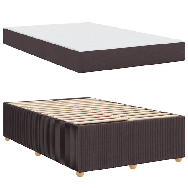 vidaXL Estructura de cama con colch&oacute;n Marr&oacute;n Oscuro 120 x 200 cm tela