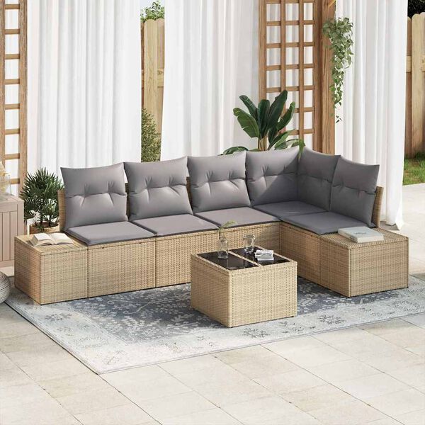vidaXL Conjunto de sofá de jardín con cojín 6 pcs Beige y Gris Claro
