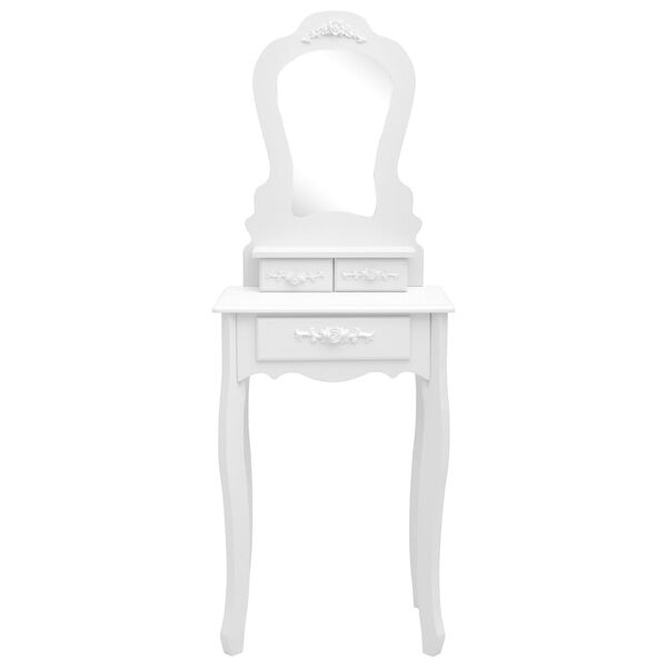 vidaXL Juego de tocador y taburete madera paulownia blanco 50x59x136cm
