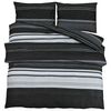 vidaXL 2 uds. 200 x 200 cm + 60 x 70 cm 100% Cotton Black Stripes