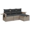 vidaXL Set de sof&aacute;s de jard&iacute;n 4 pzas y cojines rat&aacute;n sint&eacute;tico gris