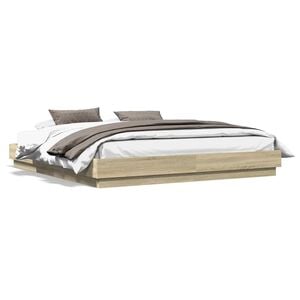 vidaXL Estructura de cama madera de ingenier&iacute;a roble Sonoma 200x200 cm