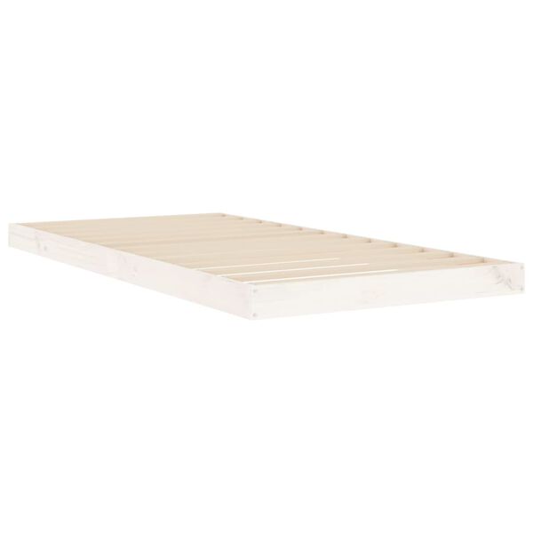 vidaXL Estructura cama individual madera maciza pino blanco 90x190 cm