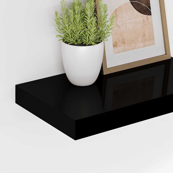 vidaXL Estante flotante de pared 4 uds MDF negro brillo 40x23x3,8 cm