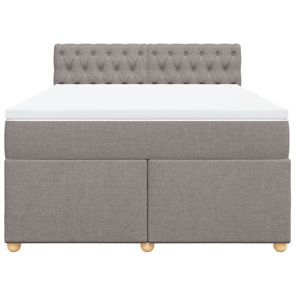 vidaXL Cama box spring con colch&oacute;n tela gris taupe 140x190 cm